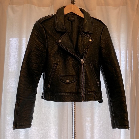 Obey Rapture Black Leather Obey Faux Leather Jacket Kookai Kookai